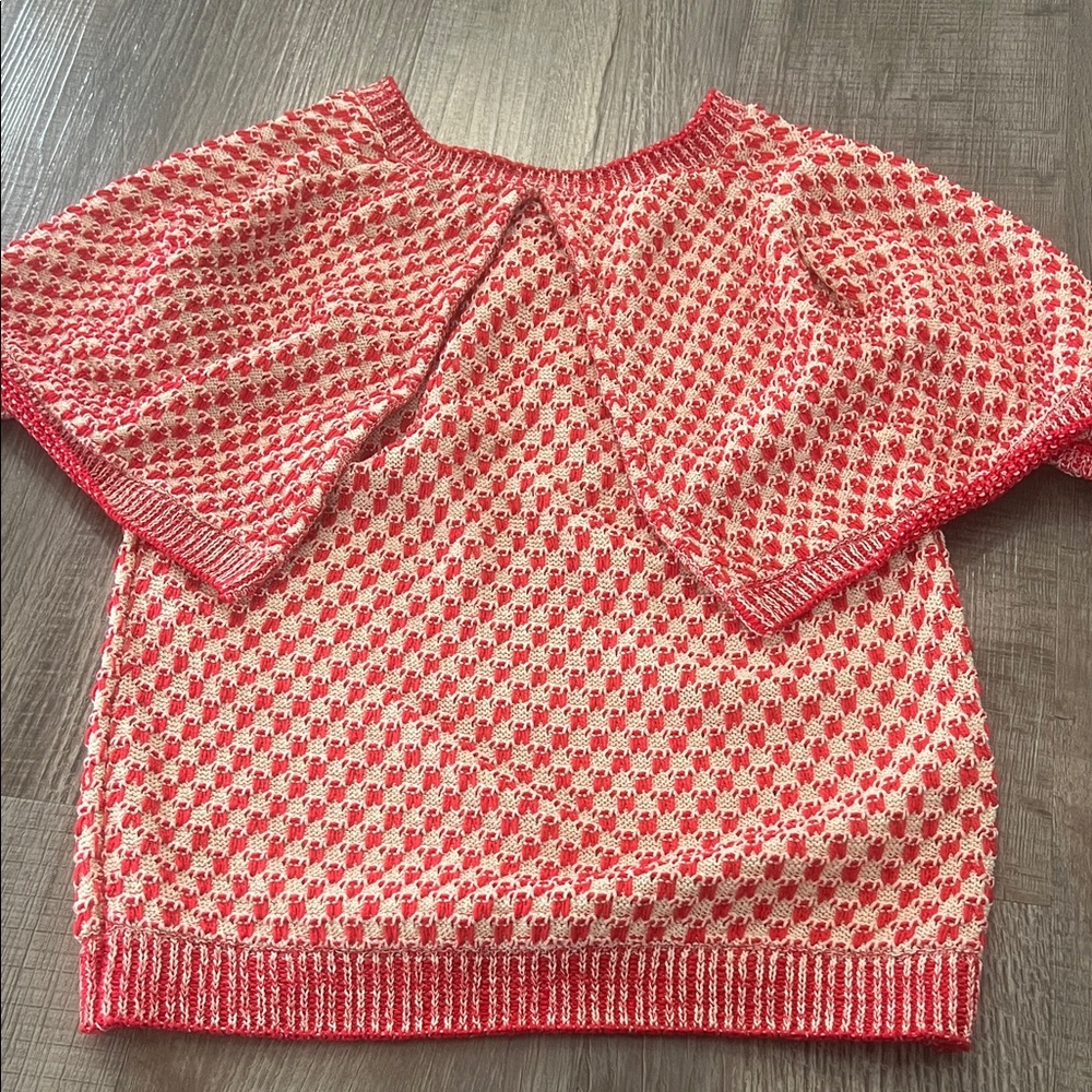 CHANEL Women’s knit Sweater in Red and Cream with cape, no size tag - Picture 5 of 6